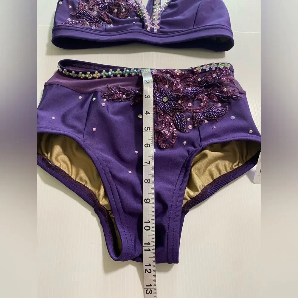 Custom solo dance convention contemporary costume 2 piece purple MA adult NEW